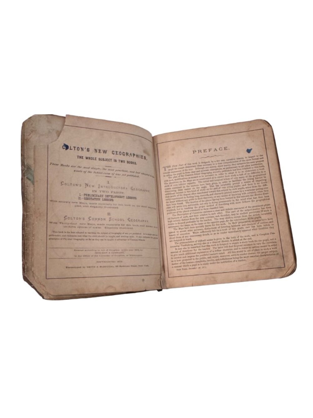 Colton's New Introductory Geography 1875 Hardback Book Read D. D. Merrill Damage - Picture 6 of 16